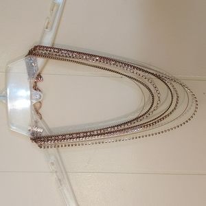 2/$20 Stella & Dot Discontinued Multistrand Copper-Toned Necklace w Rhinestones